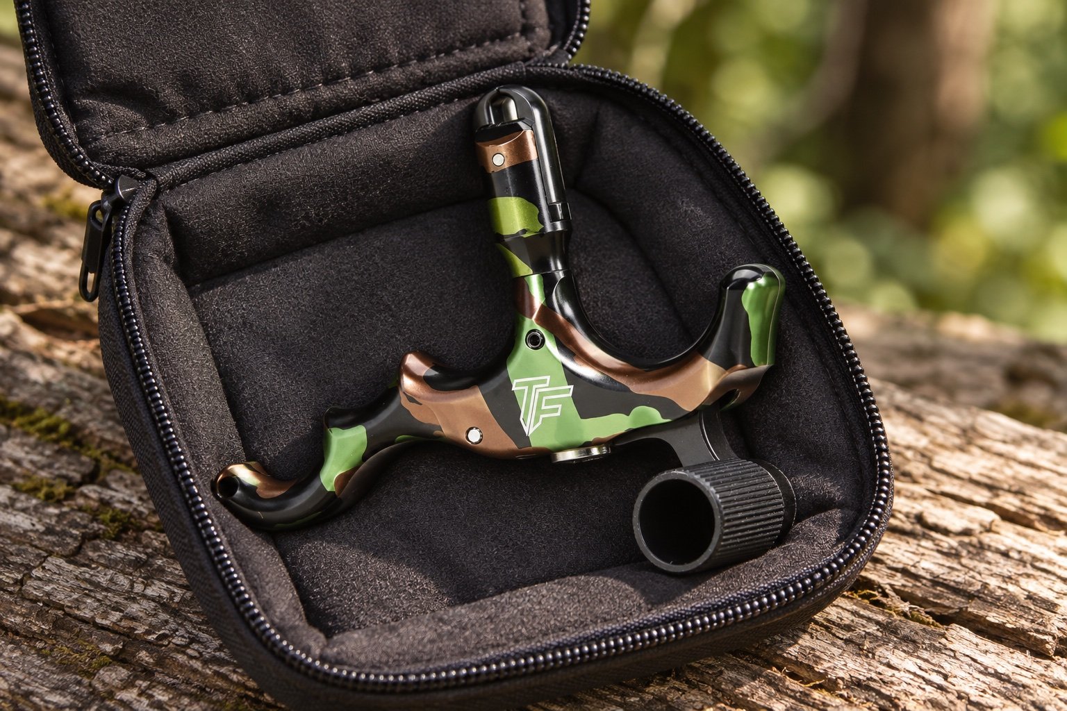 Tru-Fire Edge handheld release in a padded storage pouch